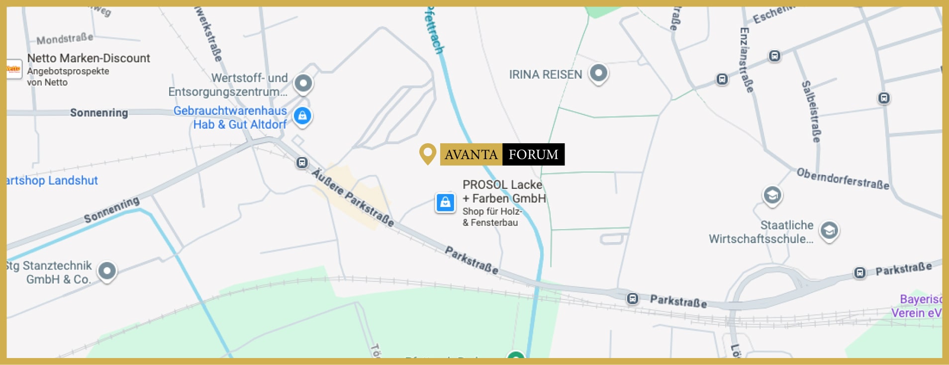 Ausschnitt einer Standortkarte mit Avanta-Forum-Markierung